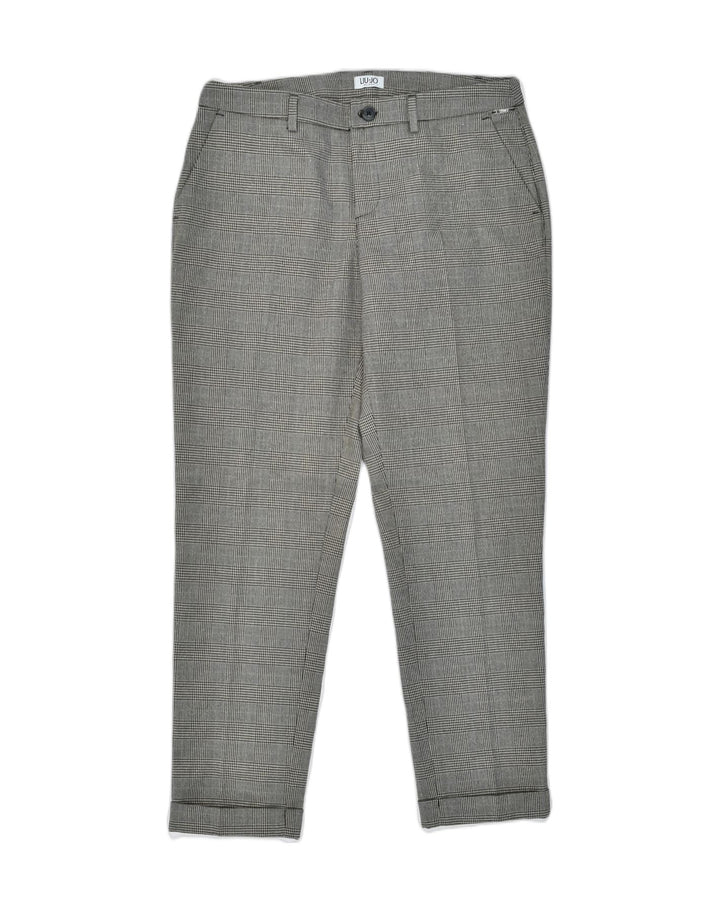 LIU JO Womens Slim Casual Trousers IT 48 Medium W28 L27 Grey Check | Vintage | Thrift | Second-Hand | Used Clothing | Messina Hembry 
