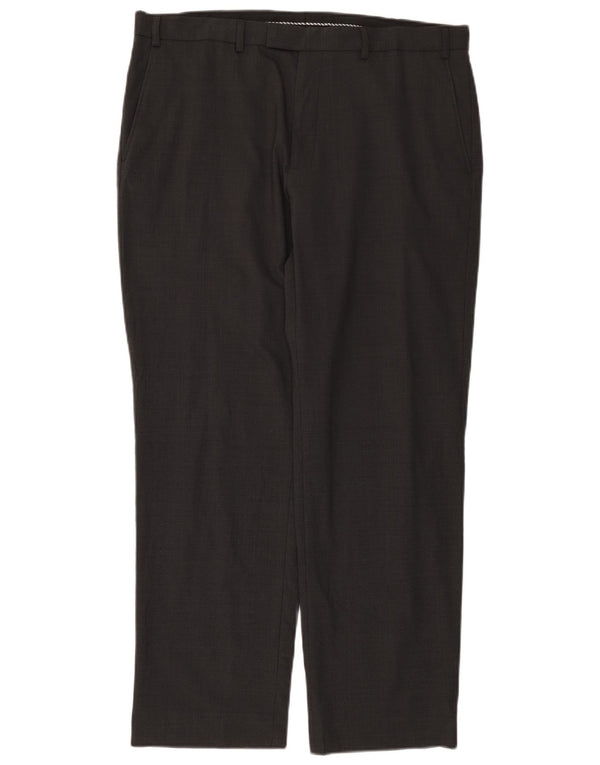 Marks & Spencer Mens Straight Suit Trousers W38 L31 Grey Wool