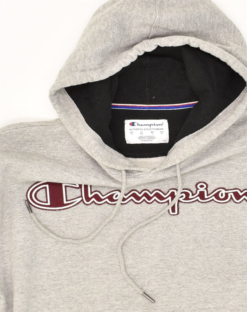 CHAMPION Mens Graphic Hoodie Jumper Medium Grey Cotton | Vintage Champion | Thrift | Second-Hand Champion | Used Clothing | Messina Hembry 