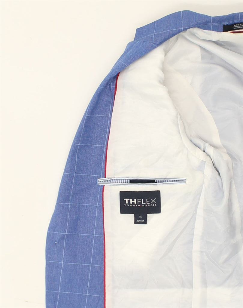 TOMMY HILFIGER Boys 2 Button Blazer Jacket 15-16 Years Blue Check | Vintage Tommy Hilfiger | Thrift | Second-Hand Tommy Hilfiger | Used Clothing | Messina Hembry 