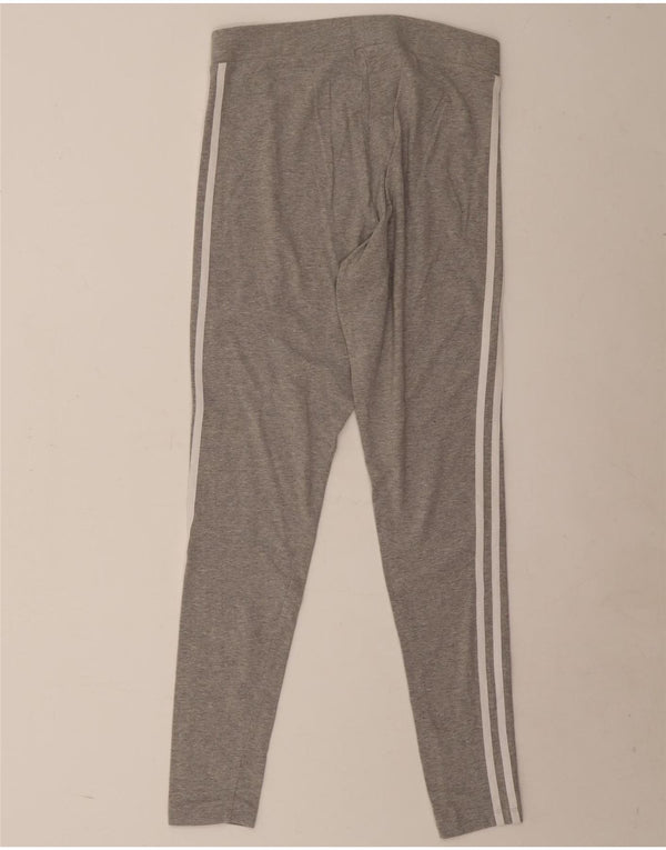 Adidas Womens Leggings UK 14 Medium Grey Flecked Cotton