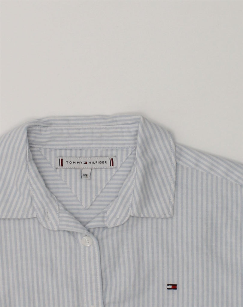 TOMMY HILFIGER Girls Shirt 7-8 Years Blue Pinstripe Cotton | Vintage Tommy Hilfiger | Thrift | Second-Hand Tommy Hilfiger | Used Clothing | Messina Hembry 