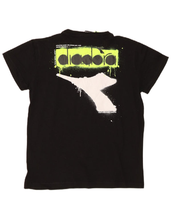 Diadora Boys Graphic T-Shirt Top 13-14 Years Black Cotton