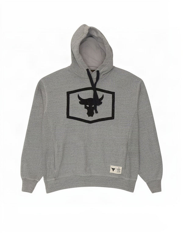 Under Armour Mens Graphic Hoodie Jumper Large Grey Flecked Cotton