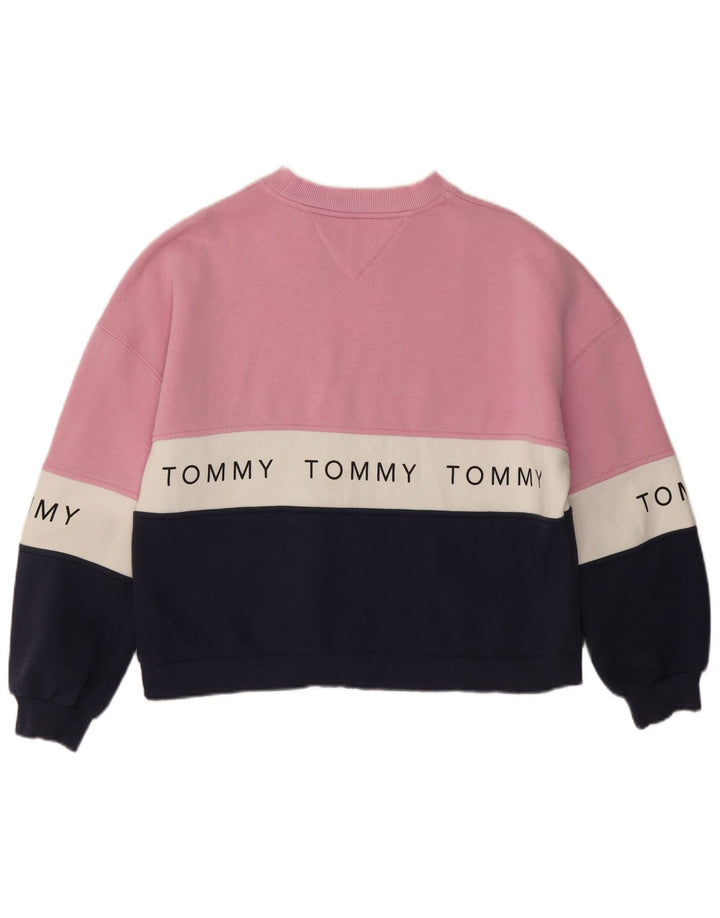 Tommy Hilfiger Womens Graphic Sweatshirt Jumper UK 10 Small Pink
