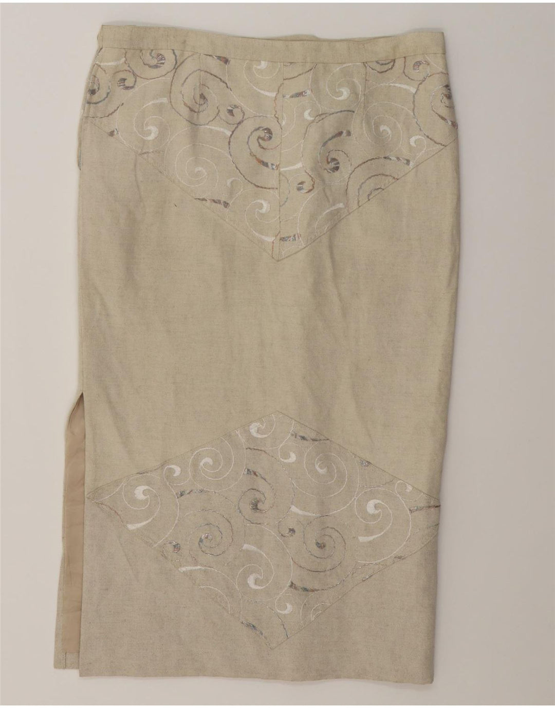 VINTAGE Womens Midi Skirt W36 Large Off White Floral Vintage Vintage and Second-Hand Vintage from Messina Hembry 
