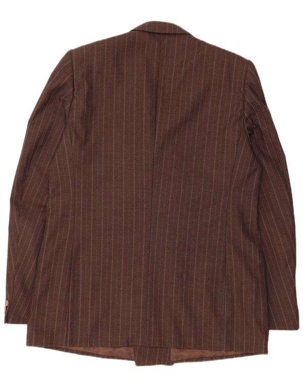 Vintage Mens Double Breasted Blazer Jacket IT 54 2XL Brown Striped