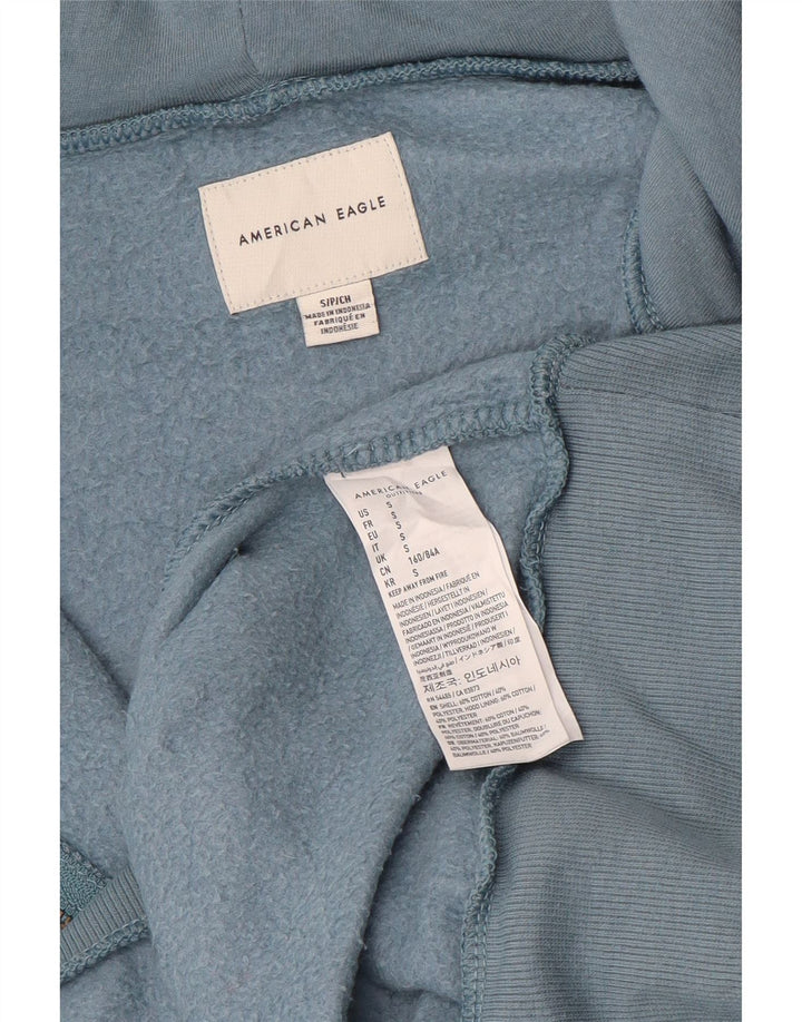 AMERICAN EAGLE Mens Loose Fit Zip Hoodie Sweater Small Blue Cotton