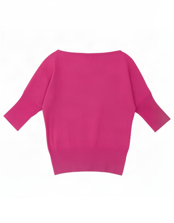 Benetton Womens Off Shoulder Boat Neck Jumper Sweater UK 14 Medium Pink