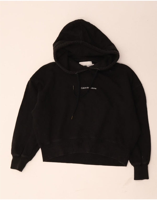 Calvin Klein Jeans Womens Graphic Oversized Hoodie Jumper UK 10 Small Black