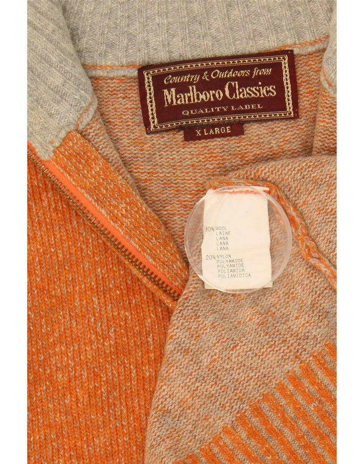 Marlboro Classics Mens Zip Neck Jumper Sweater XL Orange Flecked Wool