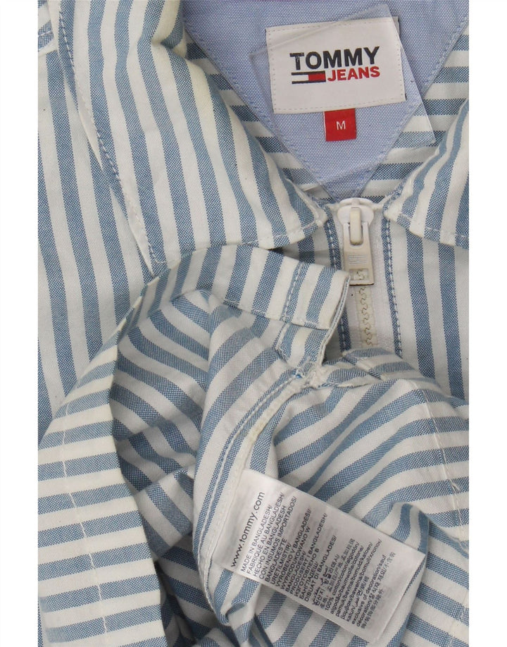 Tommy Hilfiger Mens Short Sleeve Pullover Shirt Medium Blue Striped Cotton