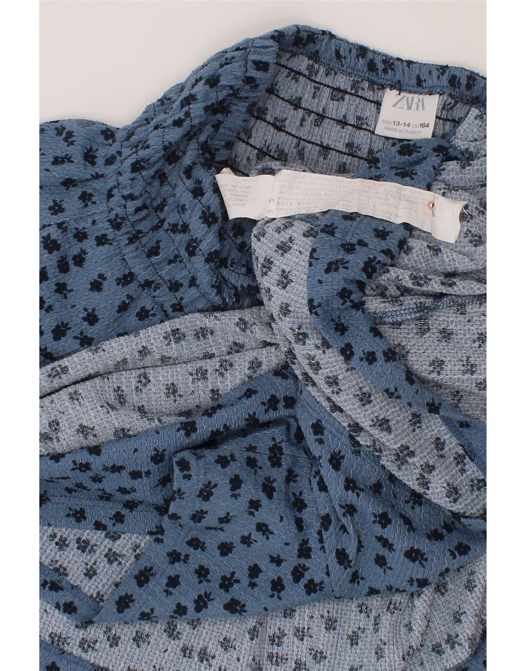 ZARA Girls Ruffle Skirt 13-14 Years W26  Blue Spotted Polyester