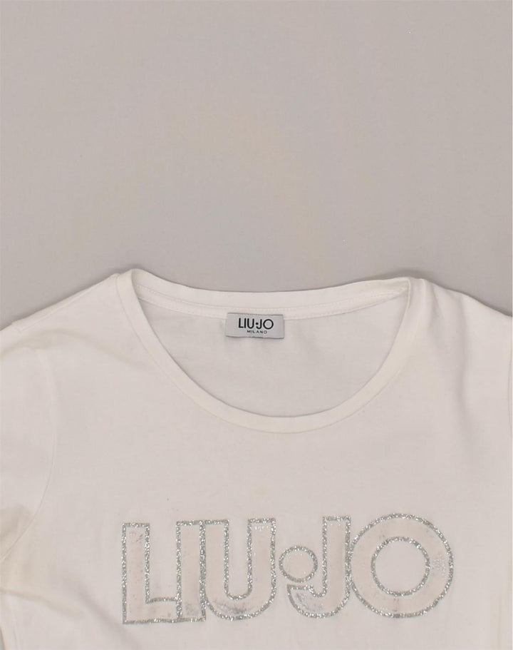 LIU JO Girls Milano Graphic T-Shirt Top 13-14 Years White | Vintage Liu Jo | Thrift | Second-Hand Liu Jo | Used Clothing | Messina Hembry 