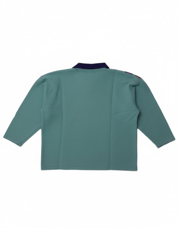 Vintage Womens Oversized 3/4 Sleeve Sweatshirt Jumper UK 14 Medium Blue