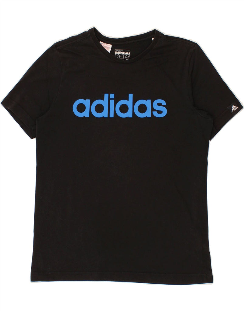 ADIDAS Boys Graphic T-Shirt Top 13-14 Years Black Cotton Vintage Adidas and Second-Hand Adidas from Messina Hembry 