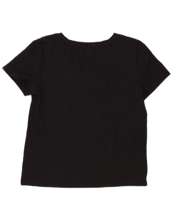 Chaps Womens T-Shirt Top UK 14 Large Black Cotton