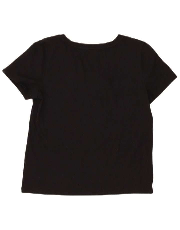 Chaps Womens T-Shirt Top UK 14 Large Black Cotton