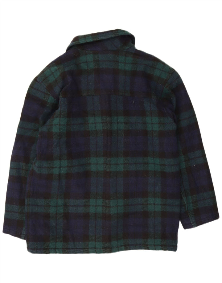 Wear Over Mens Windbreaker Coat UK 38 Medium Navy Blue Check Wool