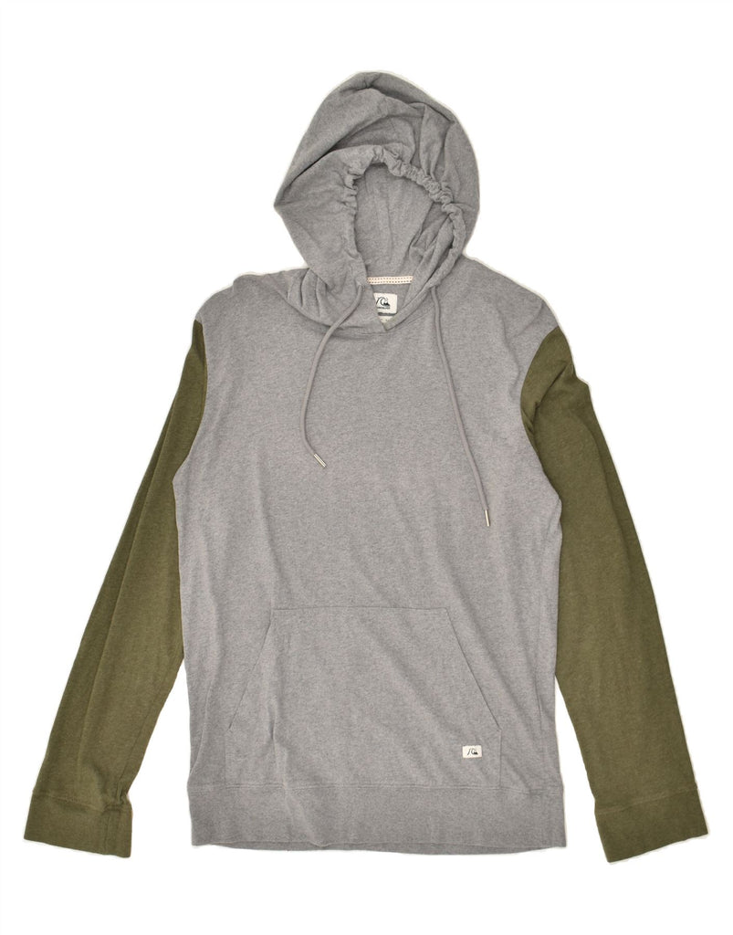 QUIKSILVER Mens Hoodie Jumper Small Grey Colourblock Cotton | Vintage Quiksilver | Thrift | Second-Hand Quiksilver | Used Clothing | Messina Hembry 