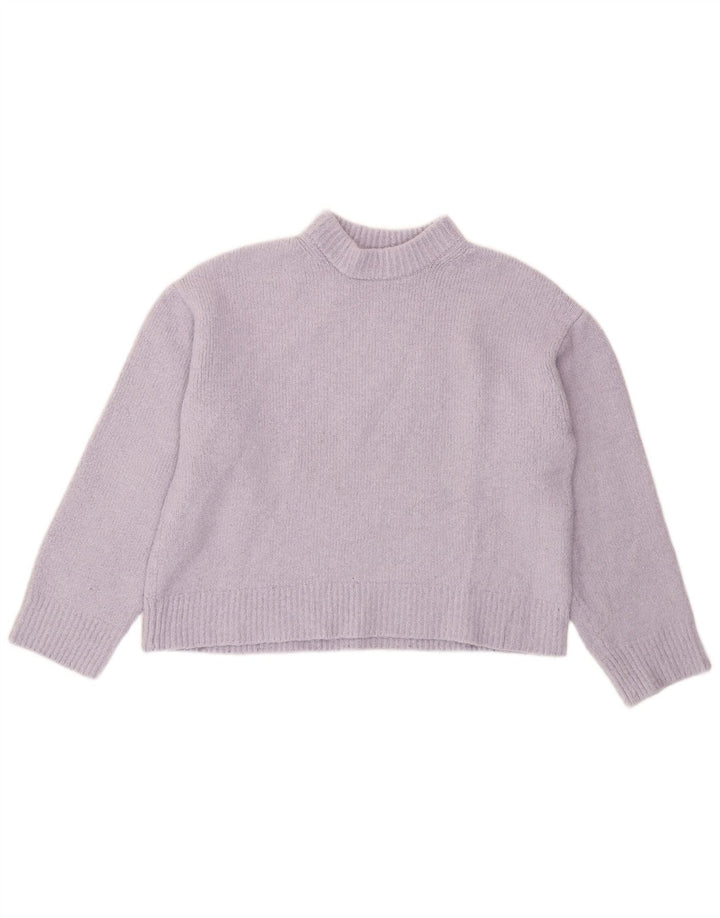 Zara Womens Crop Turtle Neck Jumper Sweater UK 14 Medium Purple Polyester