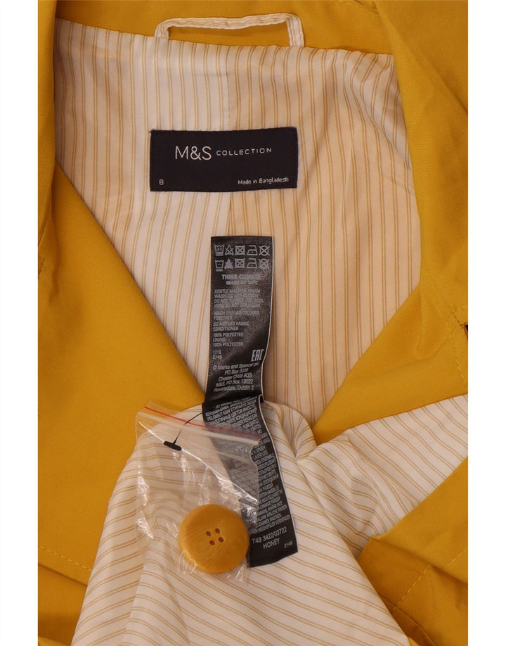 Marks & Spencer Womens Trench Coat UK 8 Small Yellow Polyester