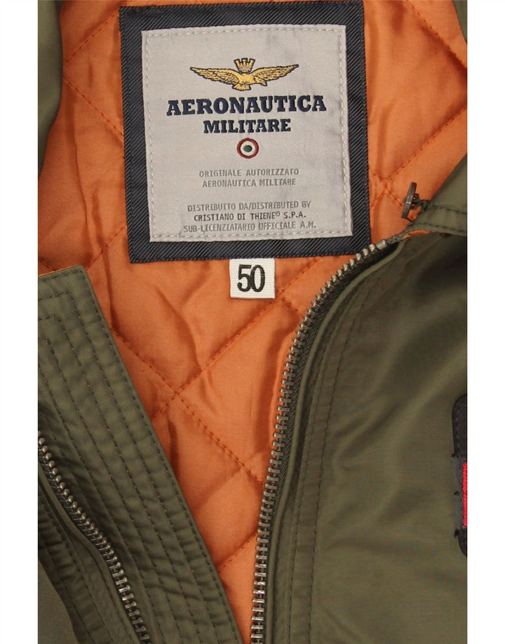 Aeronautica Militare Mens Bomber Jacket IT 50 Medium Khaki Nylon