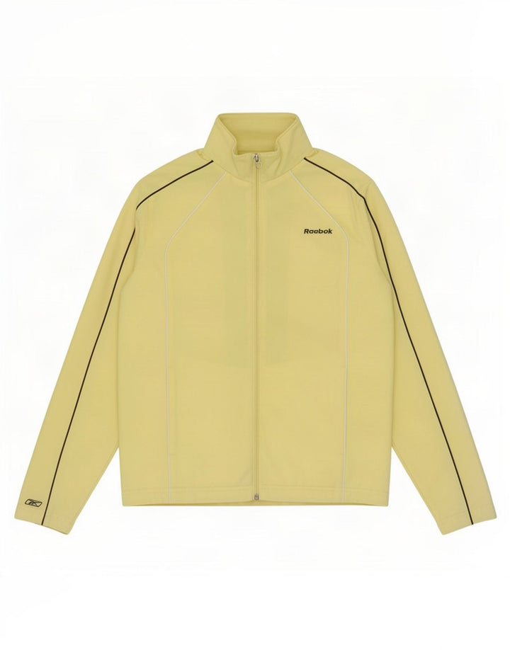 Reebok Womens Tracksuit Top Jacket UK 10 Small Yellow Cotton