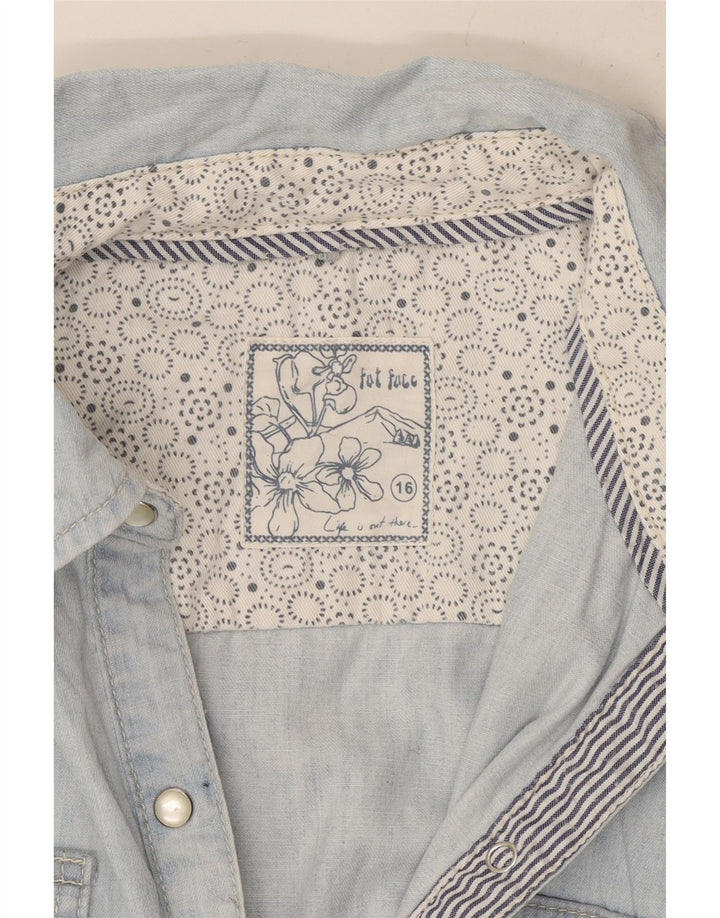 Fat Face Womens Denim Shirt UK 16 Large Blue Cotton