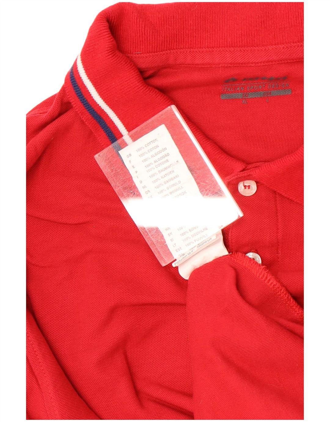 Lotto Mens Long Sleeve Polo Shirt Large Red Cotton