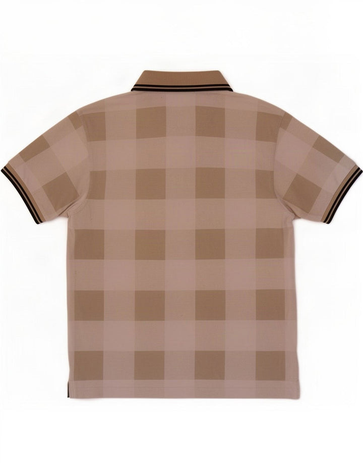 Fred Perry Mens Polo Shirt Small Beige Geometric Cotton