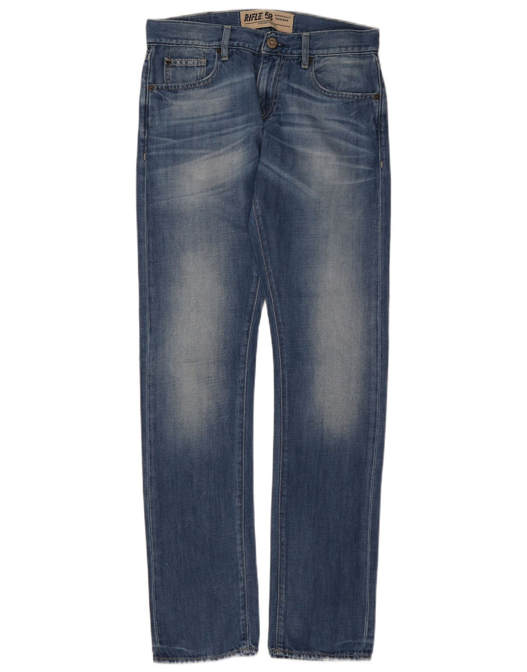 Rifle Womens Straight Jeans W28 L33 Blue Cotton