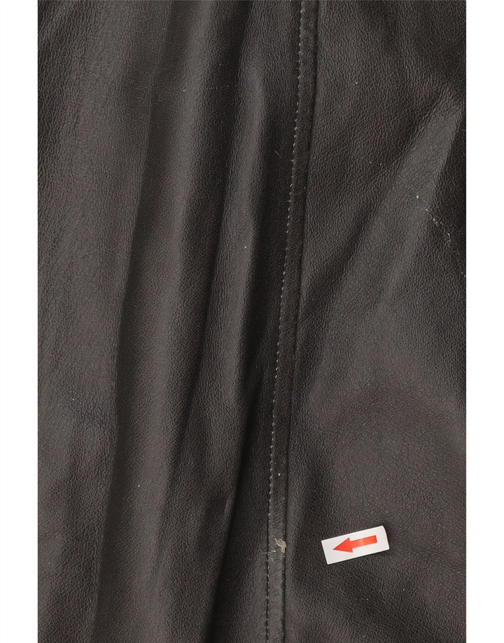 Vintage Mens Military Leather Jacket IT 54 2XL Black Leather