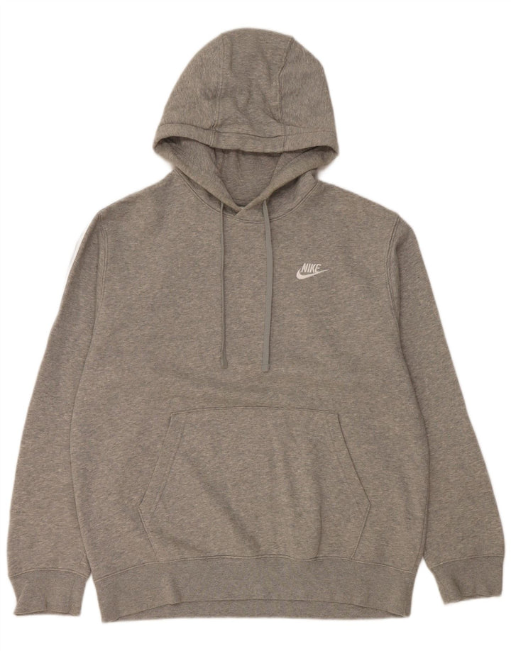 Nike Mens Graphic Hoodie Jumper Medium Grey Flecked Cotton