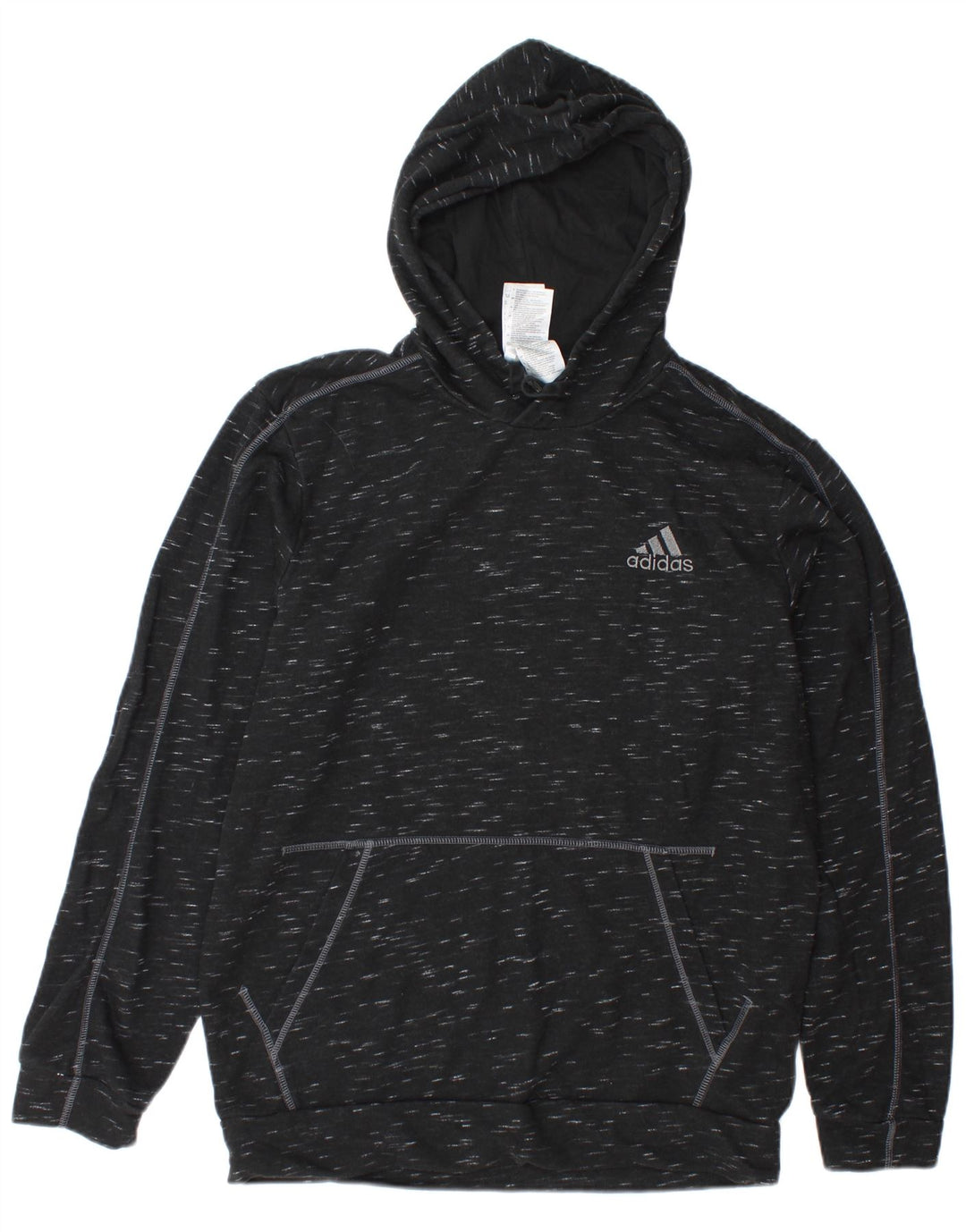 ADIDAS Mens Hoodie Jumper Medium Black Flecked Cotton