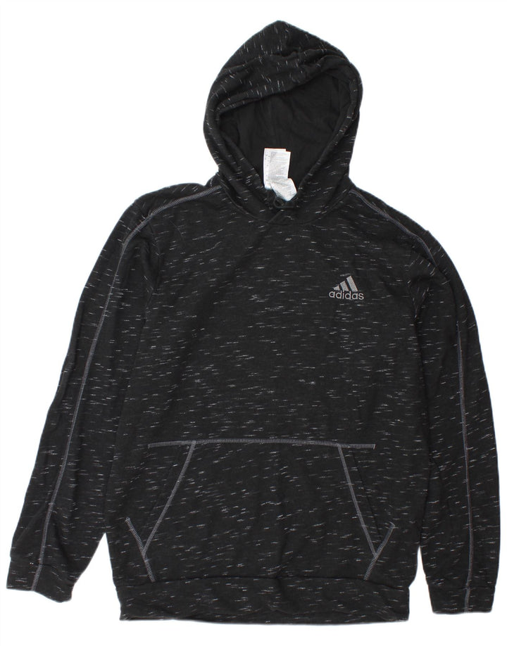ADIDAS Mens Hoodie Jumper Medium Black Flecked Cotton