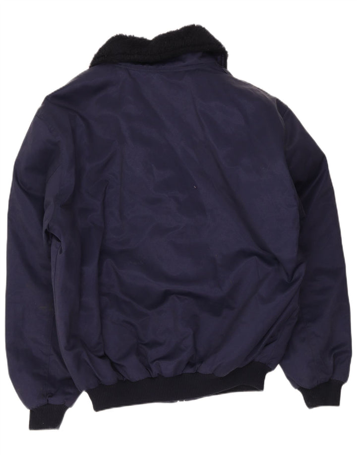 Mascot Mens Bomber Jacket UK 40 Large Navy Blue Colourblock Cotton