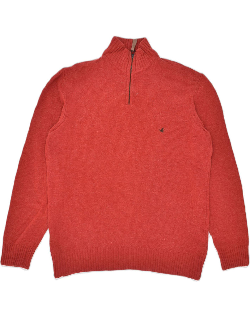 BROOKSFIELD Mens Zip Neck Jumper Sweater IT 52 Large Red Wool | Vintage | Thrift | Second-Hand | Used Clothing | Messina Hembry 