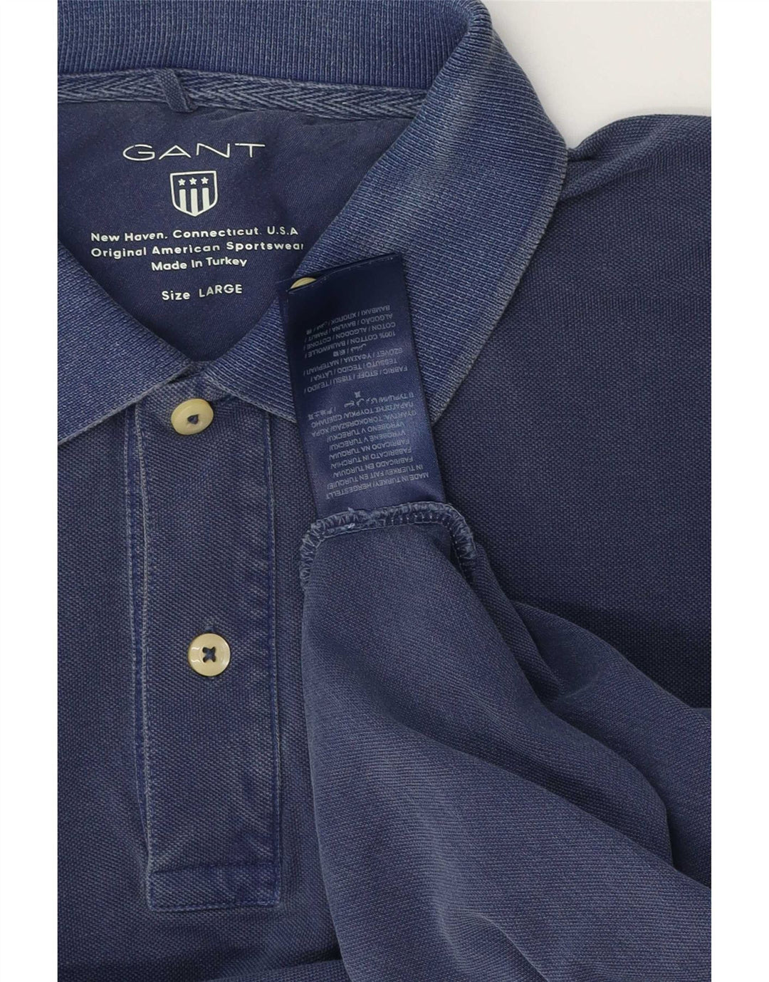 Gant Mens Polo Shirt Large Blue Cotton