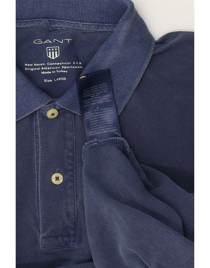Gant Mens Polo Shirt Large Blue Cotton
