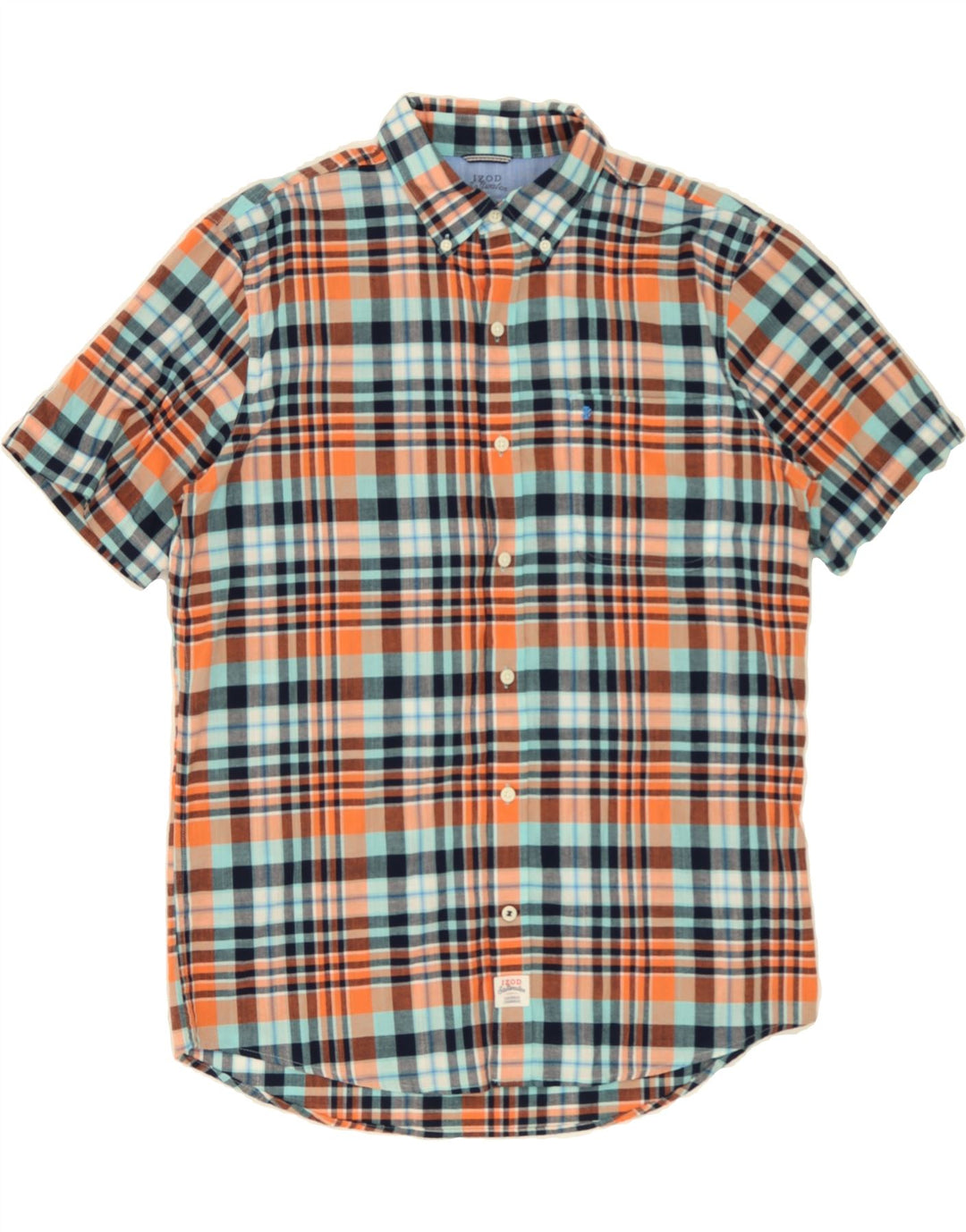 IZOD Mens Salt Water Short Sleeve Shirt Medium Multicoloured Check Cotton Vintage Izod and Second-Hand Izod from Messina Hembry 