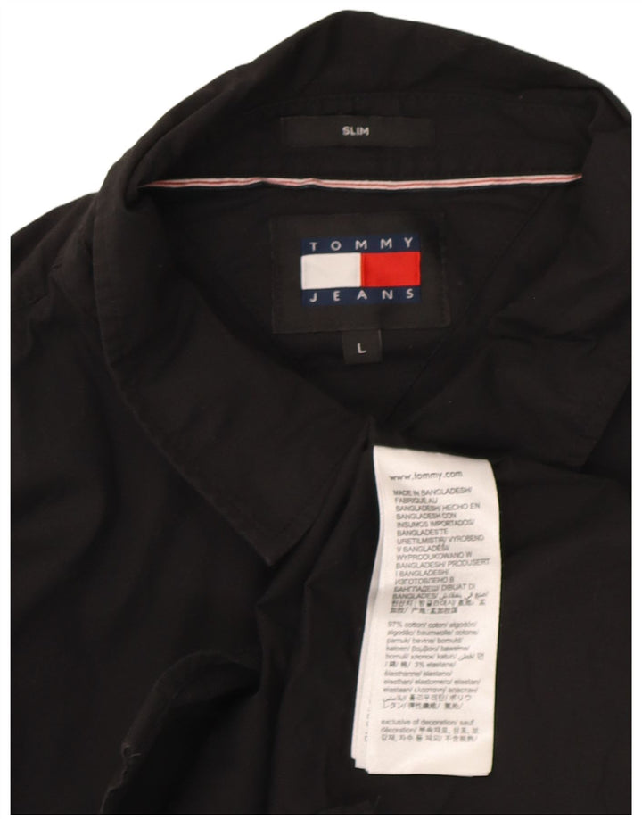 Tommy Hilfiger Mens Slim Fit Shirt Large Black Cotton