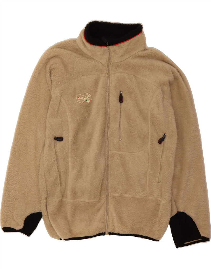 FILA Mens Fleece Jacket UK 36 Small Beige Colourblock Polyester Vintage Fila and Second-Hand Fila from Messina Hembry 