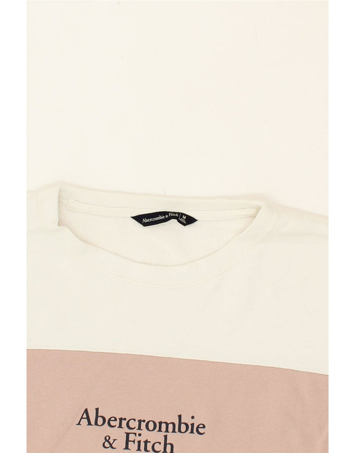 ABERCROMBIE & FITCH Womens Crop Sweatshirt Jumper UK 14 Medium White Vintage Abercrombie & Fitch and Second-Hand Abercrombie & Fitch from Messina Hembry 