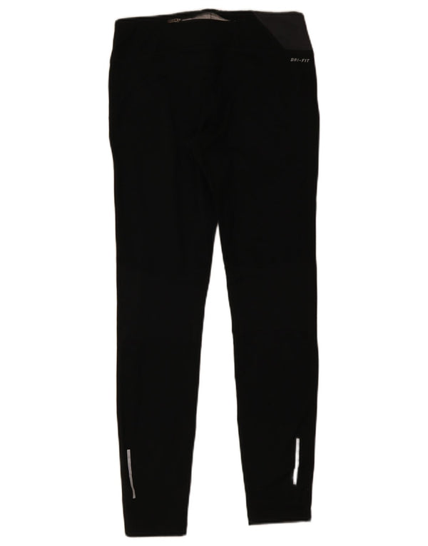 Nike Womens Dri Fit Leggings UK 12 Medium Black Colourblock Polyester