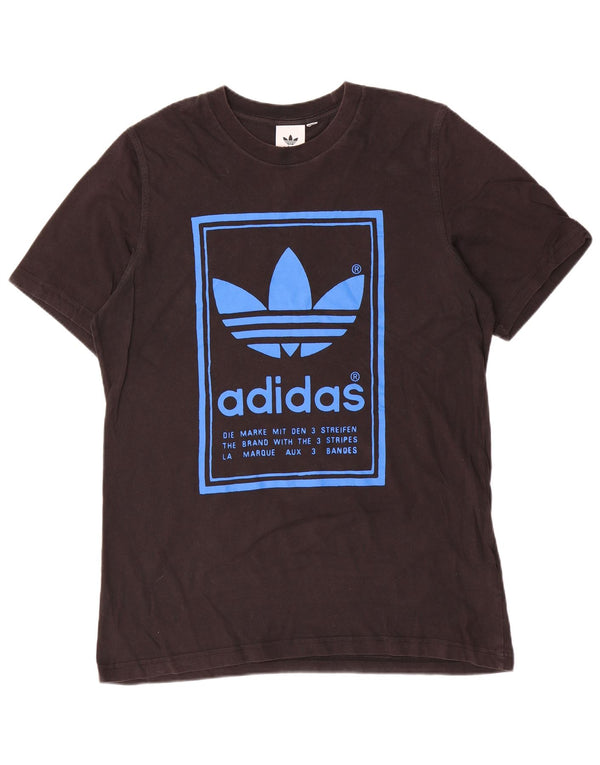 Adidas Mens Three Stripes Graphic T-Shirt Top Medium Black Cotton