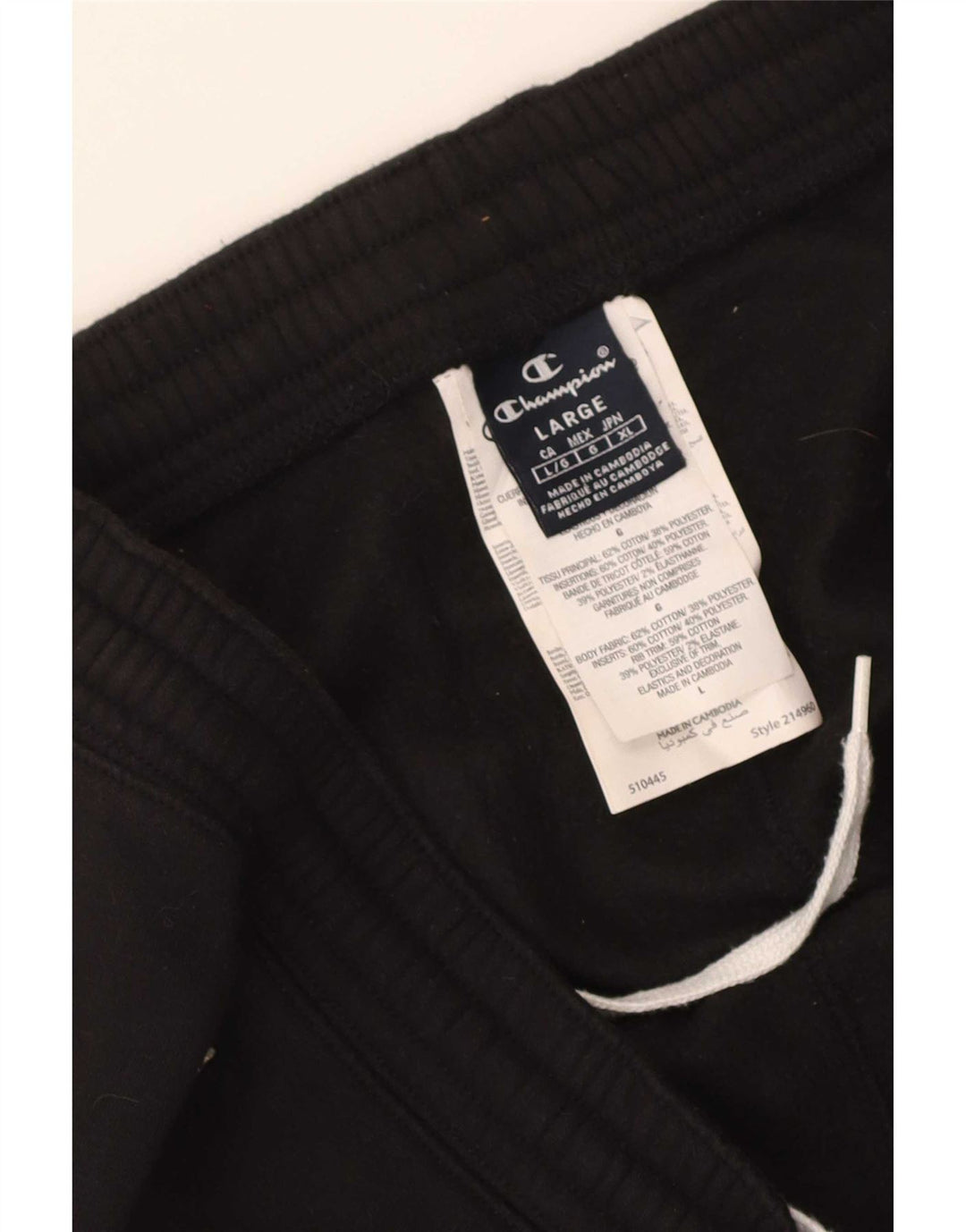 Champion Mens Tracksuit Trousers Joggers Large Black Cotton