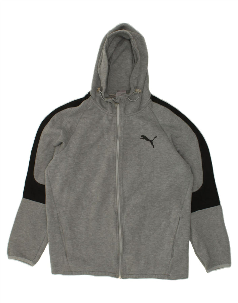 PUMA Mens Zip Hoodie Sweater Large Grey Colourblock Cotton | Vintage Puma | Thrift | Second-Hand Puma | Used Clothing | Messina Hembry 