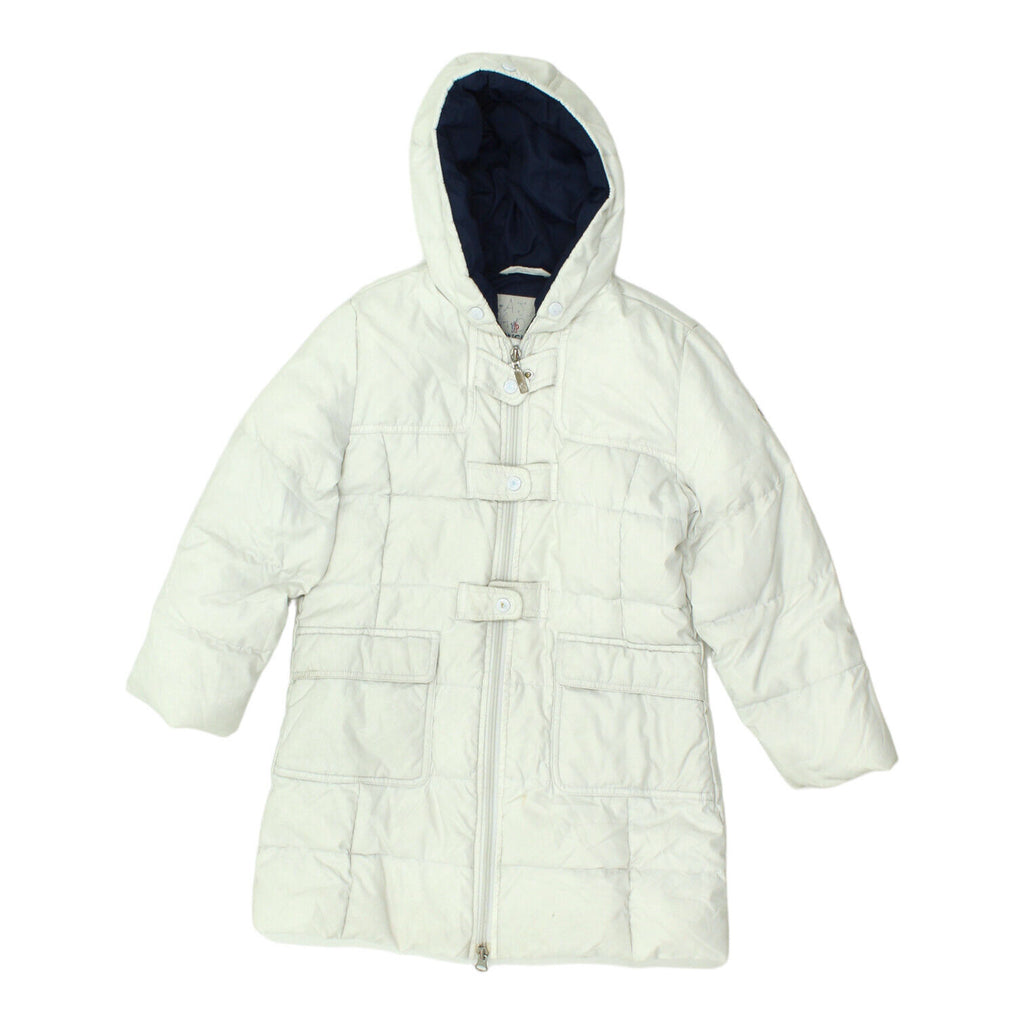 Moncler Boys Girls White Padded Hoodie Coat | Vintage High End Designer Kids VTG | Vintage Messina Hembry | Thrift | Second-Hand Messina Hembry | Used Clothing | Messina Hembry 