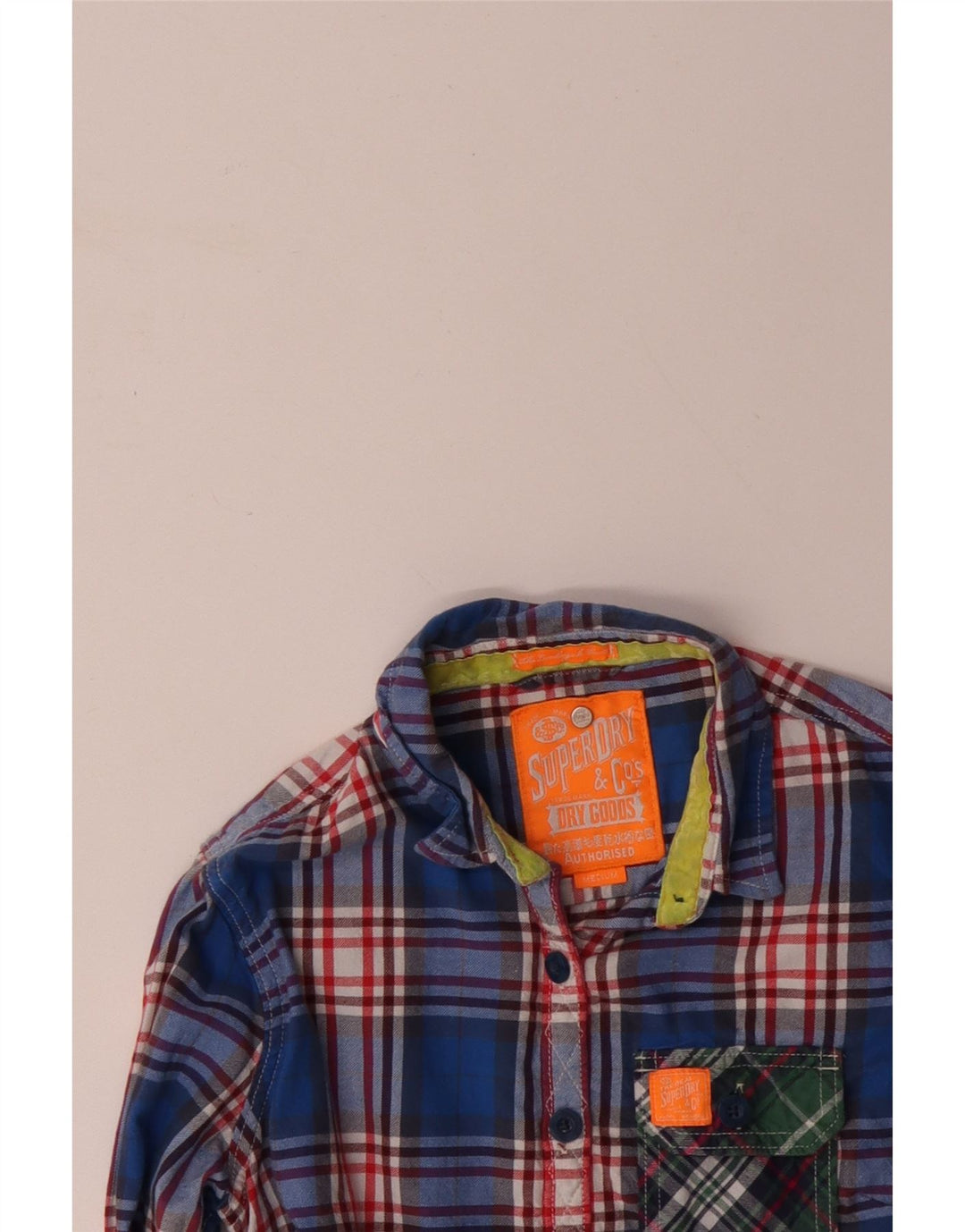 SUPERDRY Womens Flannel Shirt UK 12 Medium Blue Check Cotton